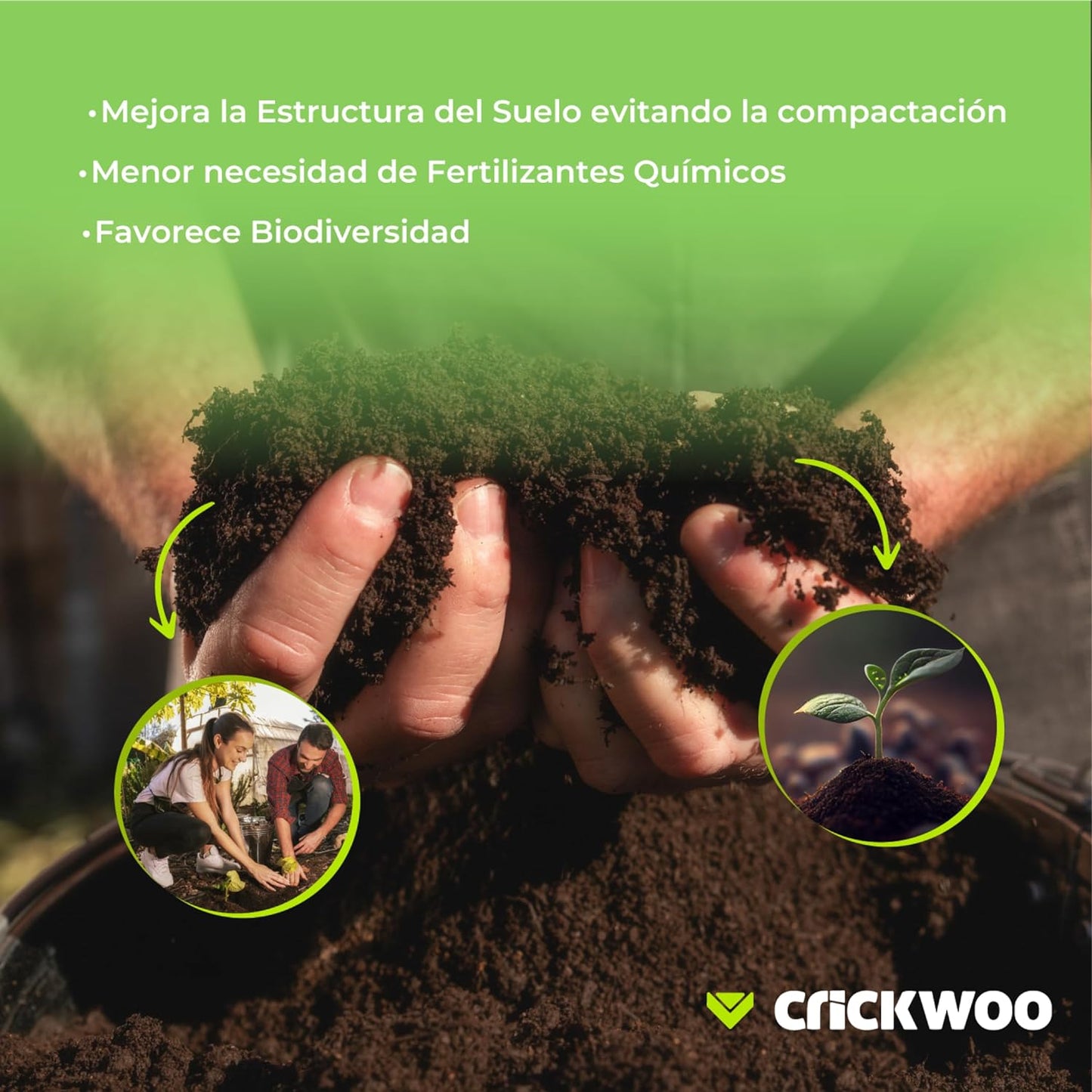 CRICKWOO Humus de Lombriz Puro - Abono Natural Orgánico 42L / 25KG