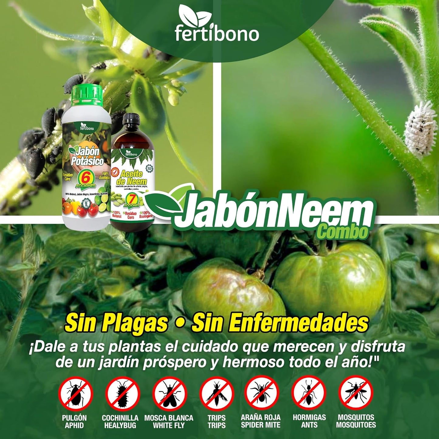 JaboNeem: Concentrado de Jabón Potásico 1 litro y Aceite de Neem 250 ml