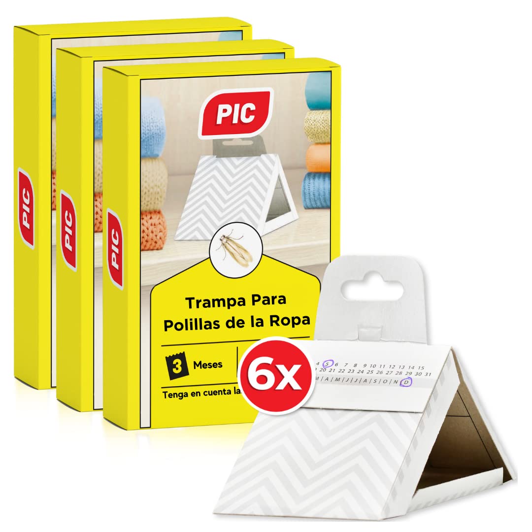 PIC Trampa para Polillas de la Ropa - Pack de 6 Unidades, Protección para Armarios