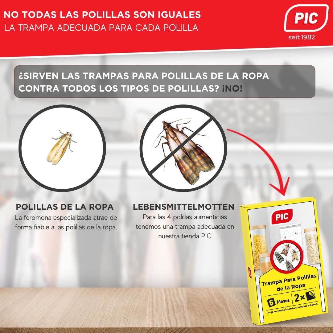 PIC Trampa para Polillas de la Ropa - Pack de 6 Unidades, Protección para Armarios