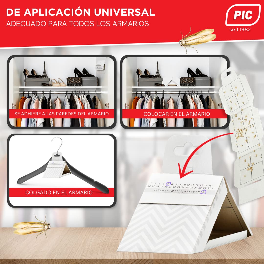 PIC Trampa para Polillas de la Ropa - Pack de 6 Unidades, Protección para Armarios