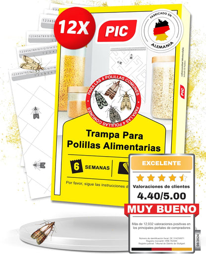 PIC Trampa para Polillas Alimentarias - Pack de 12 Trampas