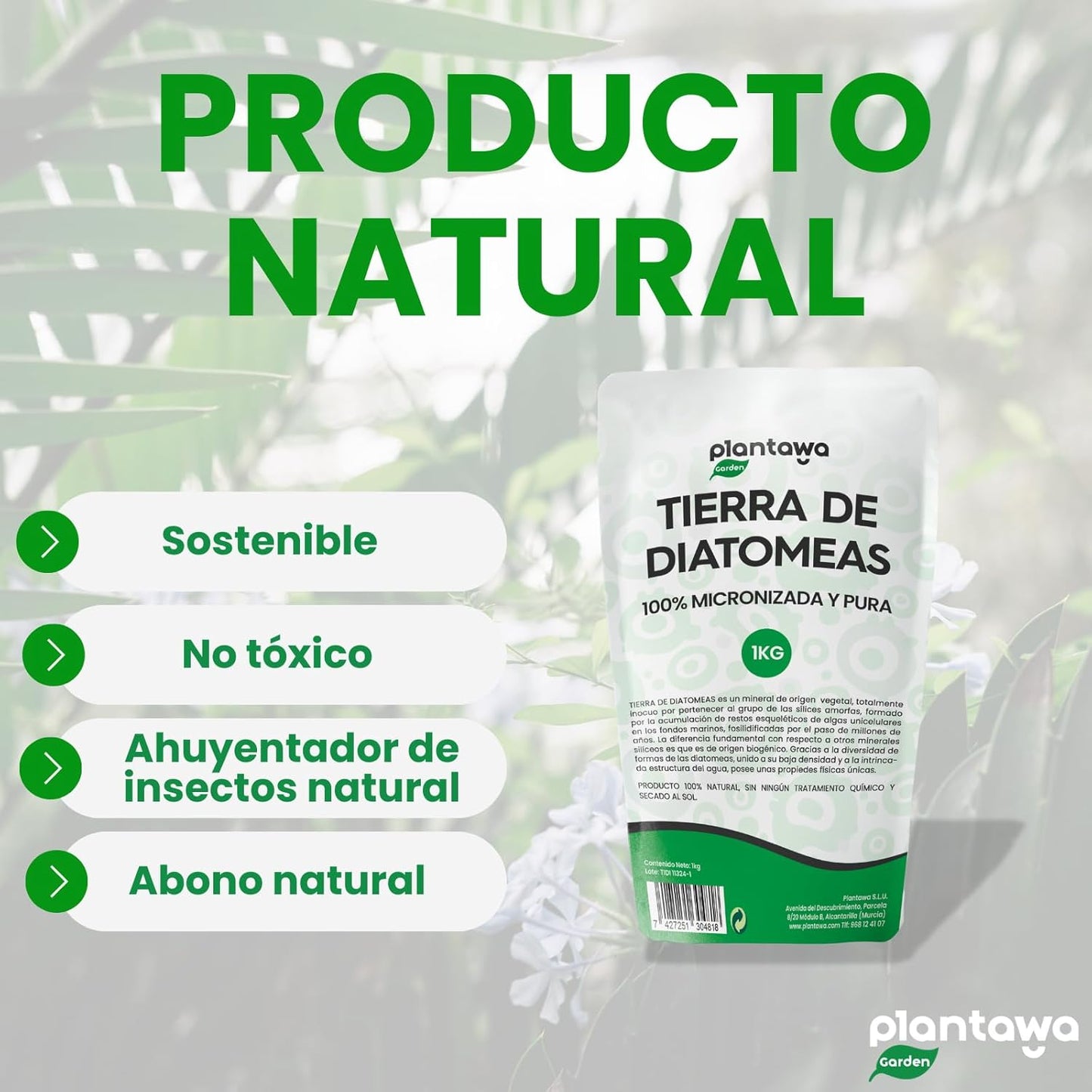 Tierra de Diatomeas Micronizada 1kg - Control de Plagas 100% Natural