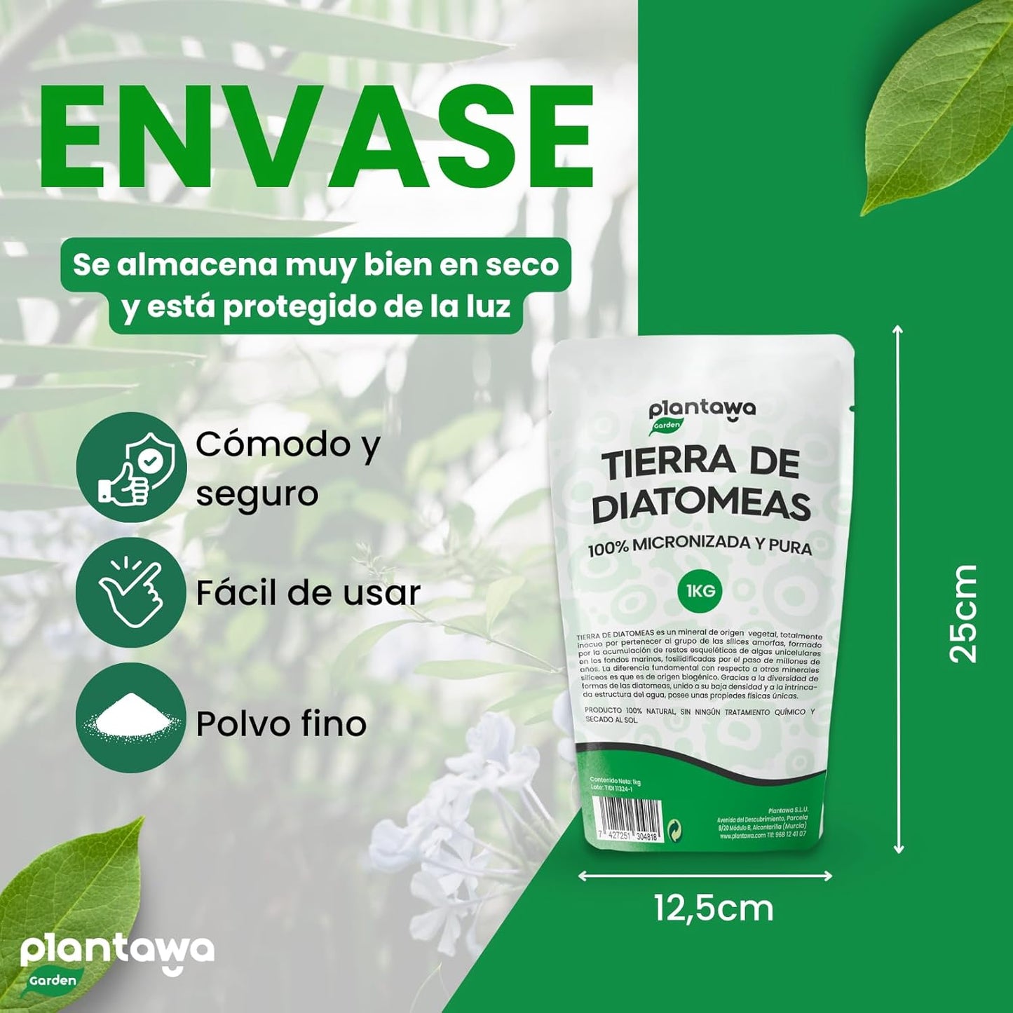 Tierra de Diatomeas Micronizada 1kg - Control de Plagas 100% Natural