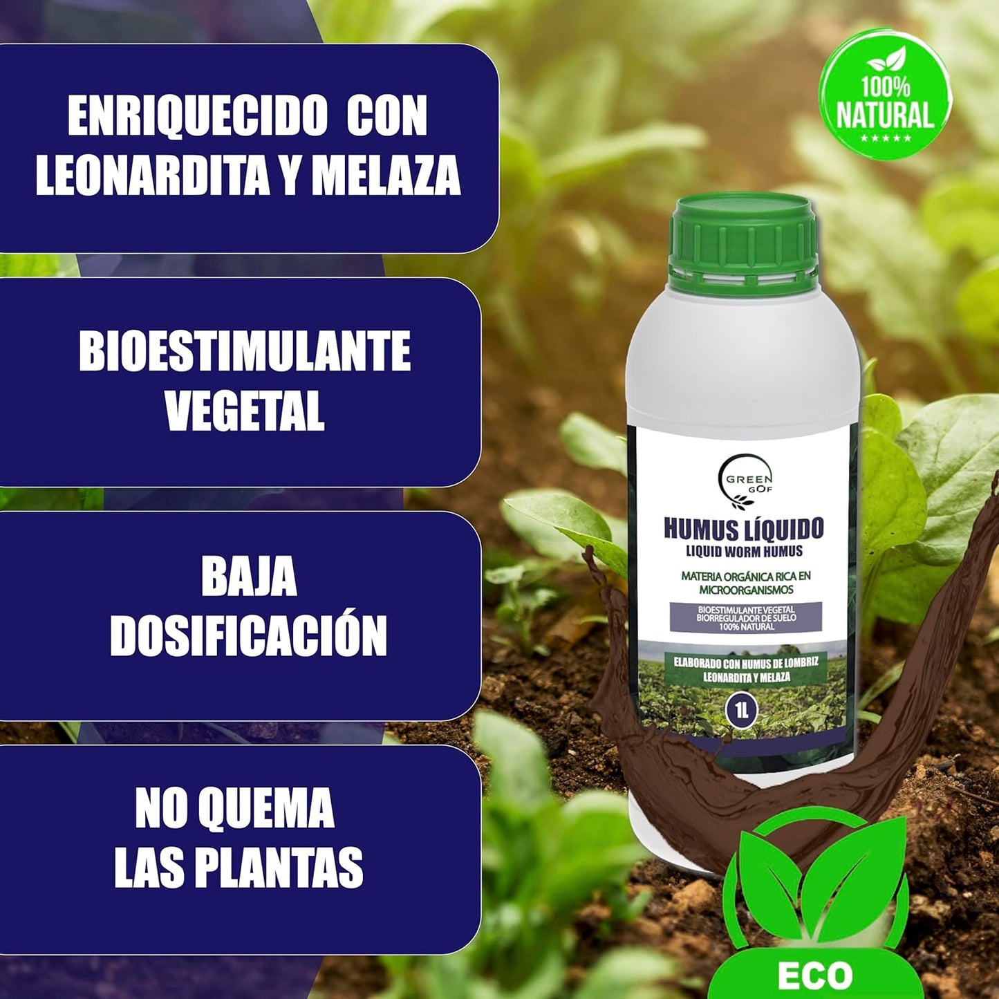 Humus Líquido de Lombriz Premium 20L - Enriquecido con Leonardita y Melaza