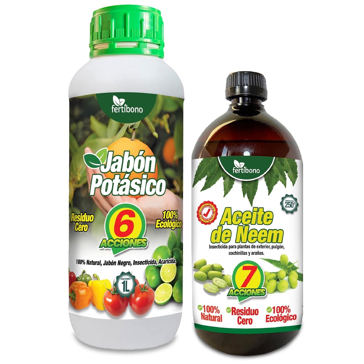 JaboNeem: Concentrado de Jabón Potásico 1 litro y Aceite de Neem 250 ml