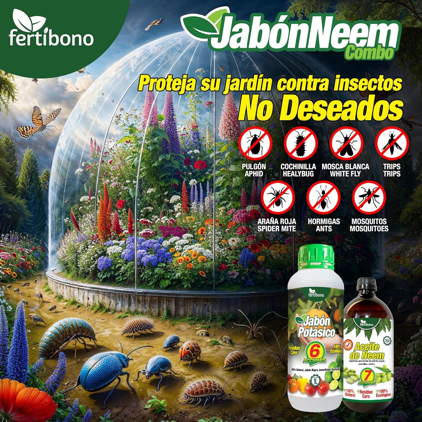 JaboNeem: Concentrado de Jabón Potásico 1 litro y Aceite de Neem 250 ml