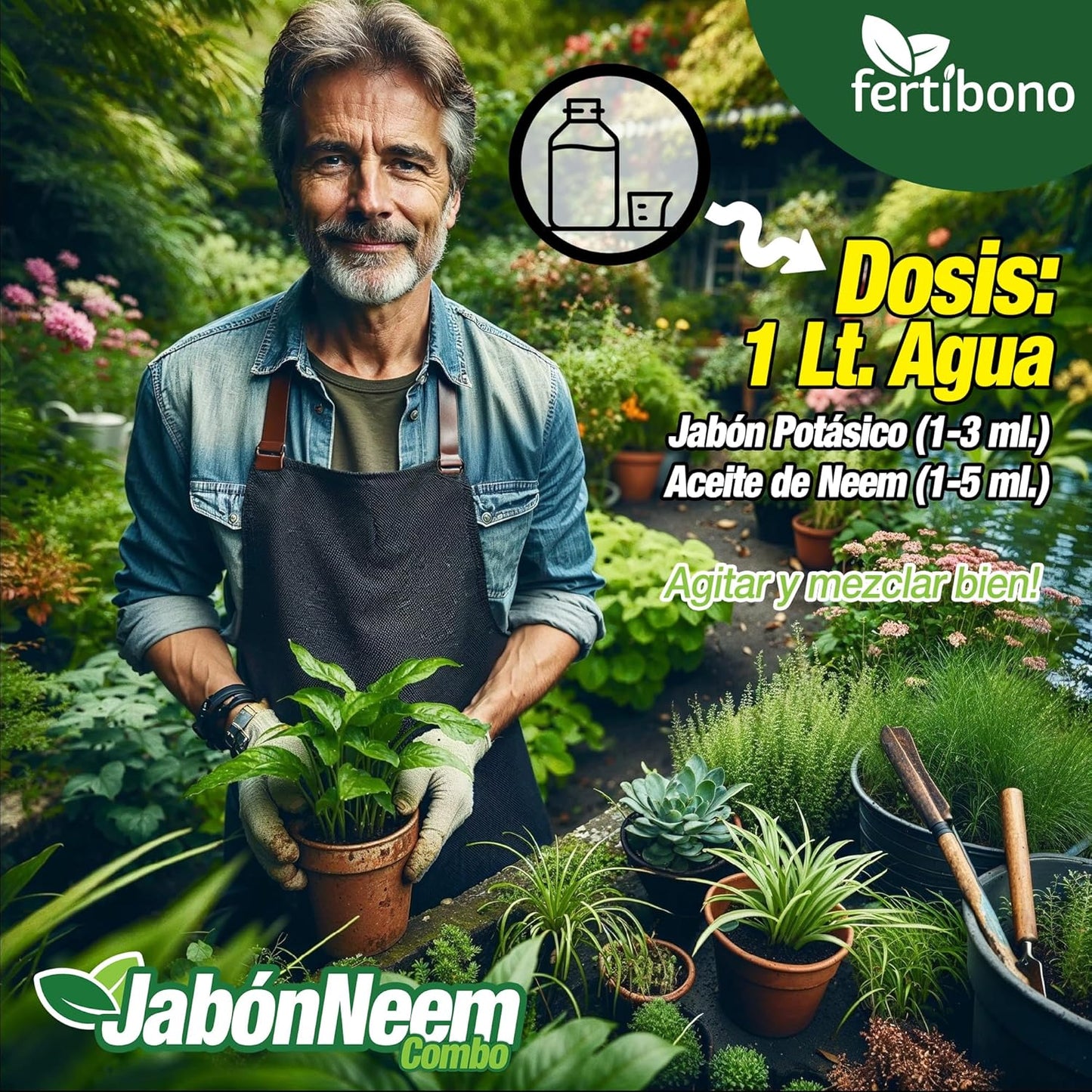 JaboNeem: Concentrado de Jabón Potásico 1 litro y Aceite de Neem 250 ml