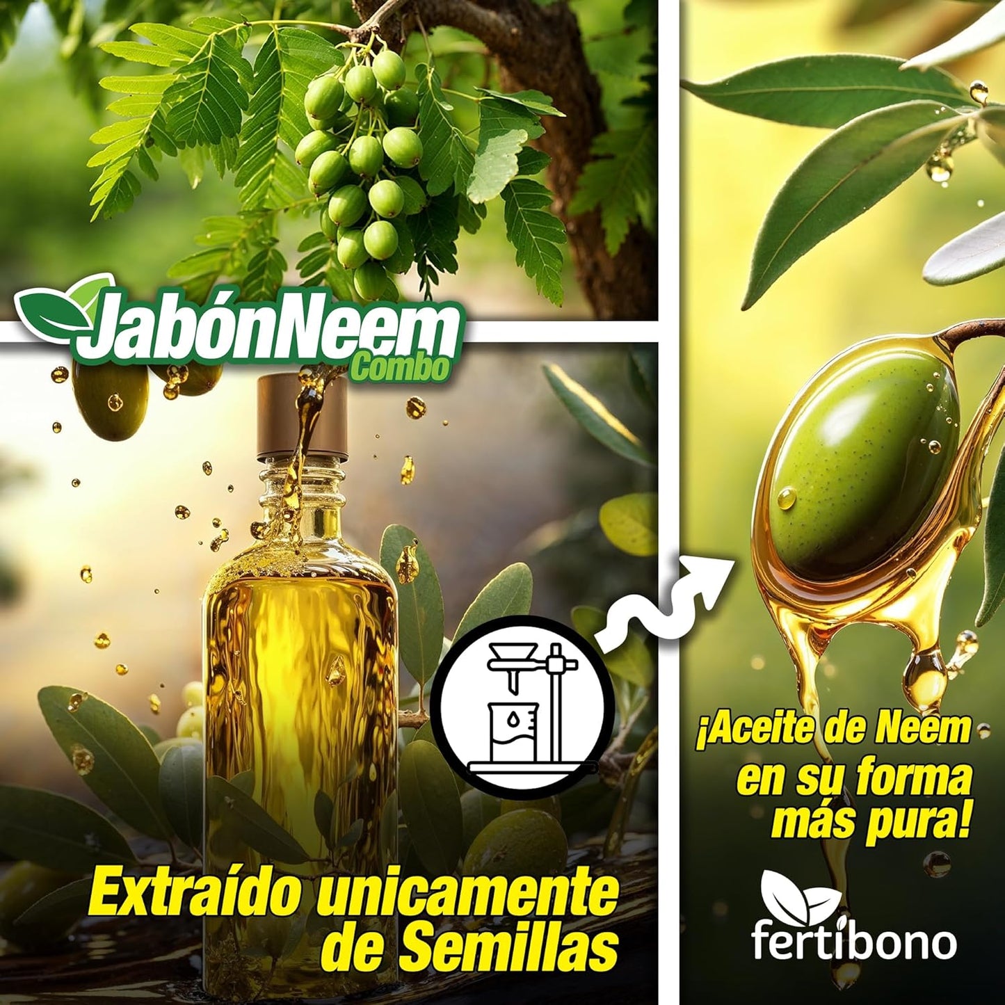 JaboNeem: Concentrado de Jabón Potásico 1 litro y Aceite de Neem 250 ml