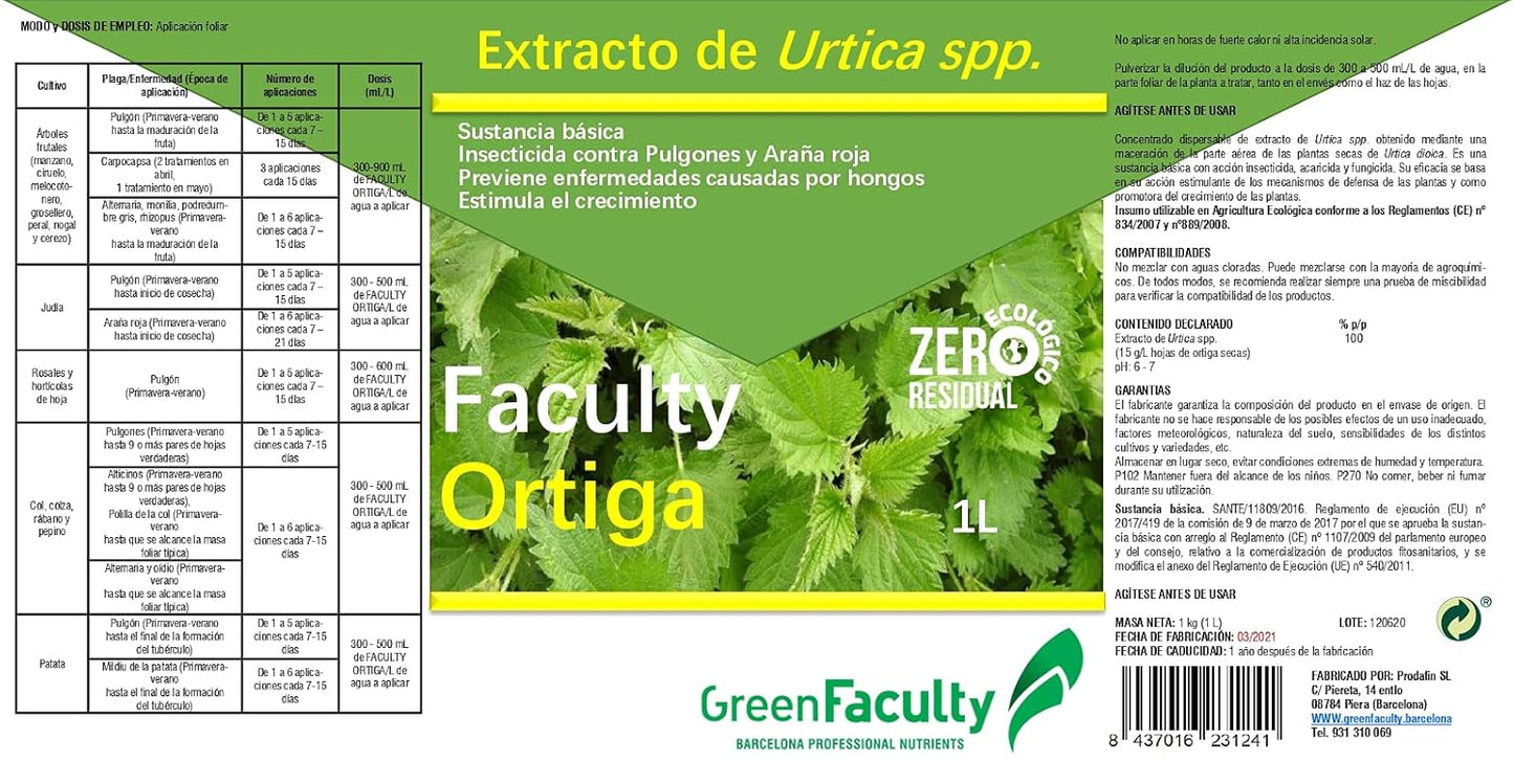 Purín de Ortiga 1L - Acaricida, Insecticida y Fungicida Ecológico para Plantas