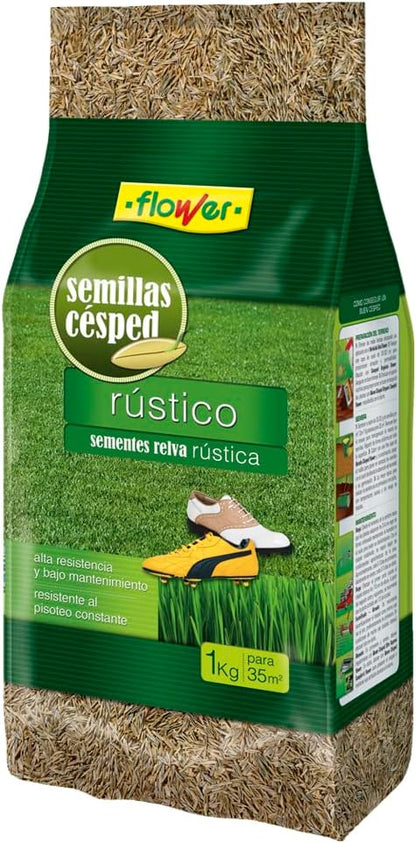 Semillas de Césped Rústico y Resistente 1kg - Cubre hasta 35 m², Bajo Mantenimiento